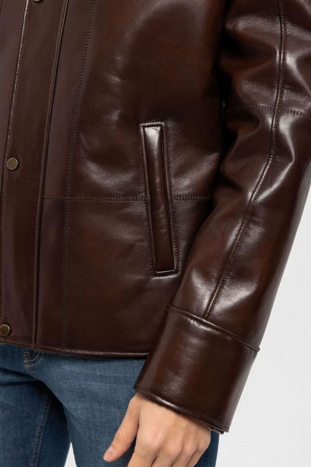 Brown Yager Man Genuine Leather Coat