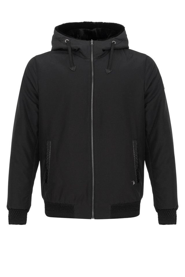 Black Chris Double Sided Hooded Fur Coat