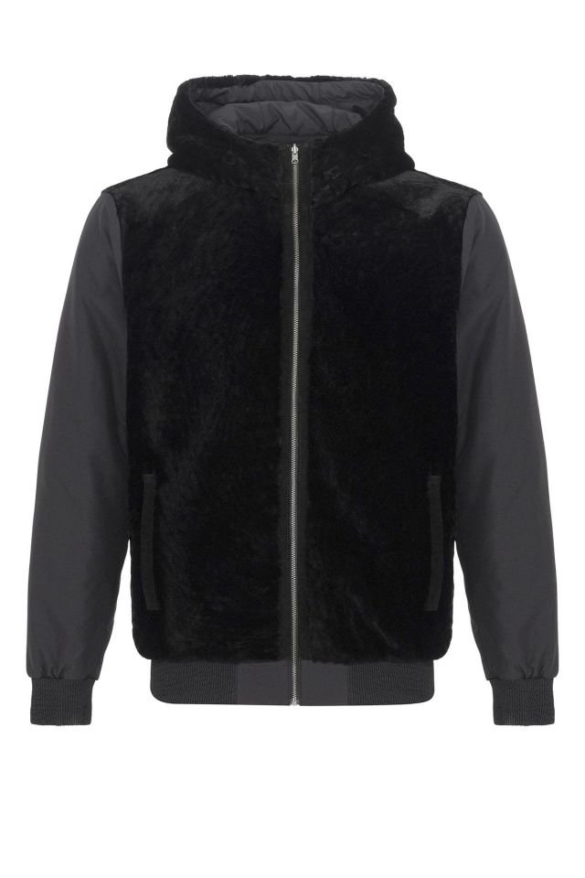 Black Chris Double Sided Hooded Fur Coat