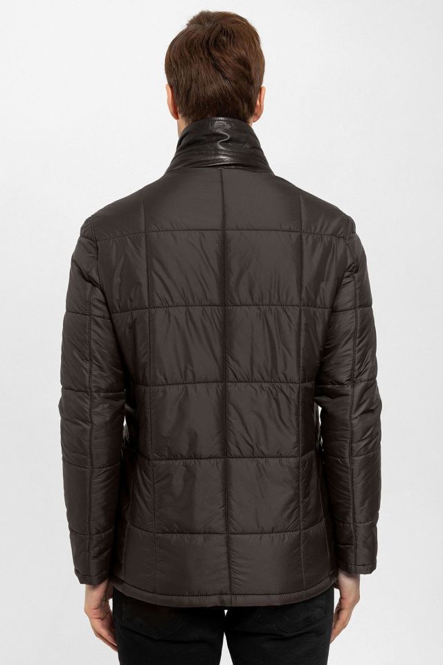 Brown Caldo Quilted Man Genuine Leather Jacket