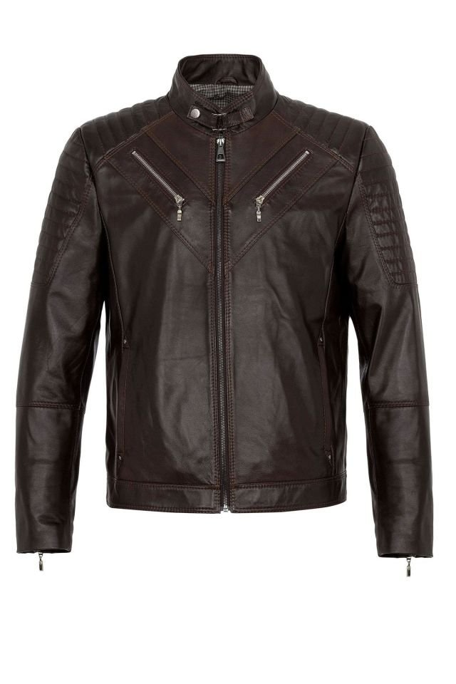 Brown Clan Man Genuine Leather Jacket