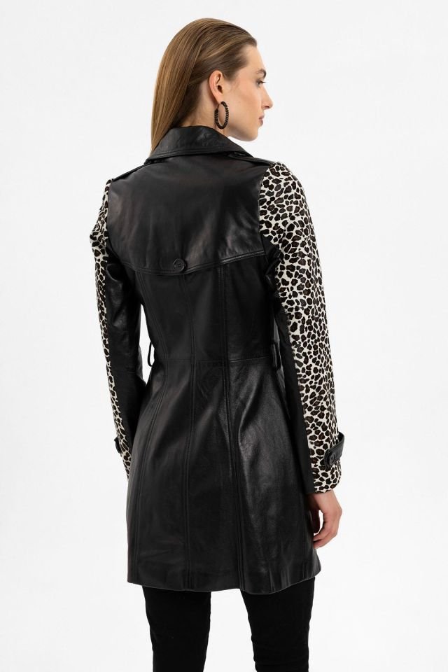 Kelia Black Woman Genuine Leather Coat