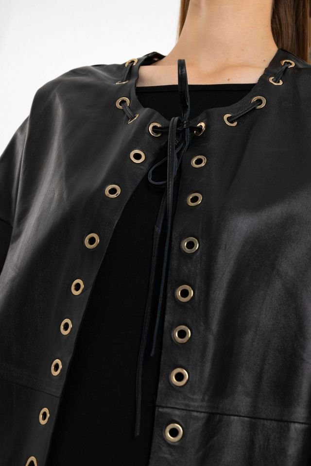 Camila Black Woman Genuine Leather Coat