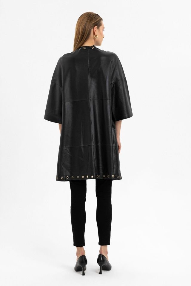 Camila Black Woman Genuine Leather Coat