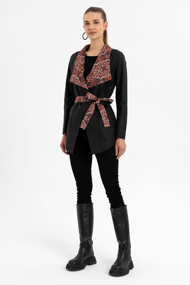Black Golia Reversible Woman Genuine Leather Jacket