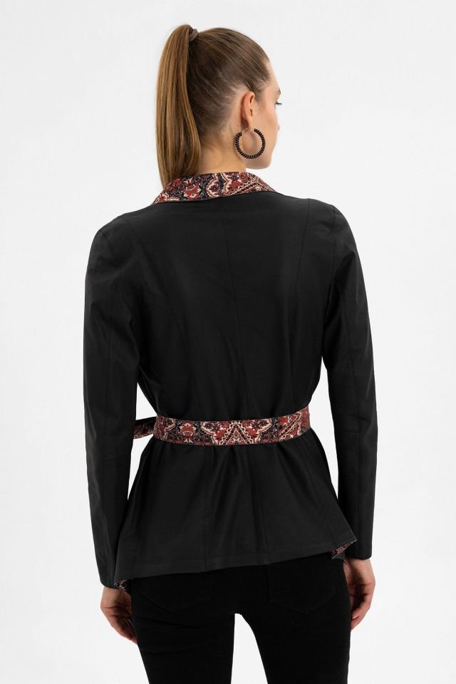 Black Golia Reversible Woman Genuine Leather Jacket