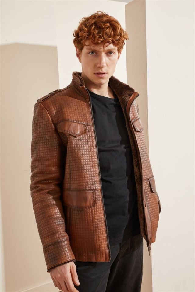 Whiskey Braxton Man Genuine Shearling Coat