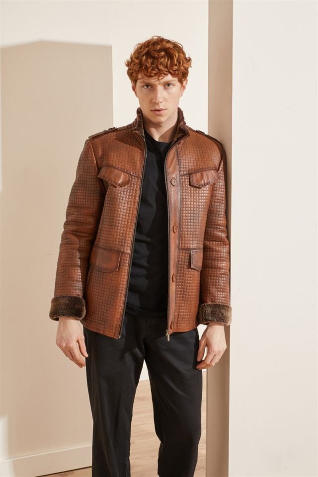 Whiskey Braxton Man Genuine Shearling Coat