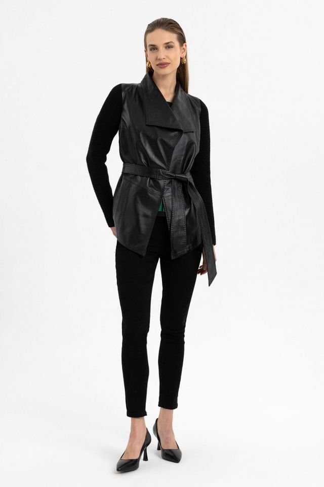 Black Zoe Woman Genuine Leather Jacket