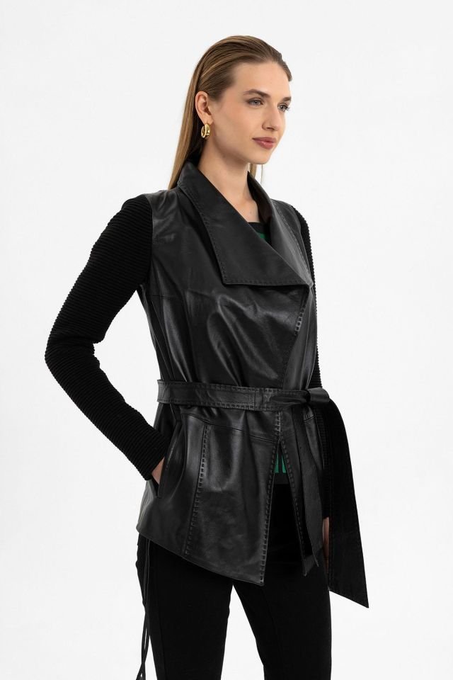 Black Zoe Woman Genuine Leather Jacket