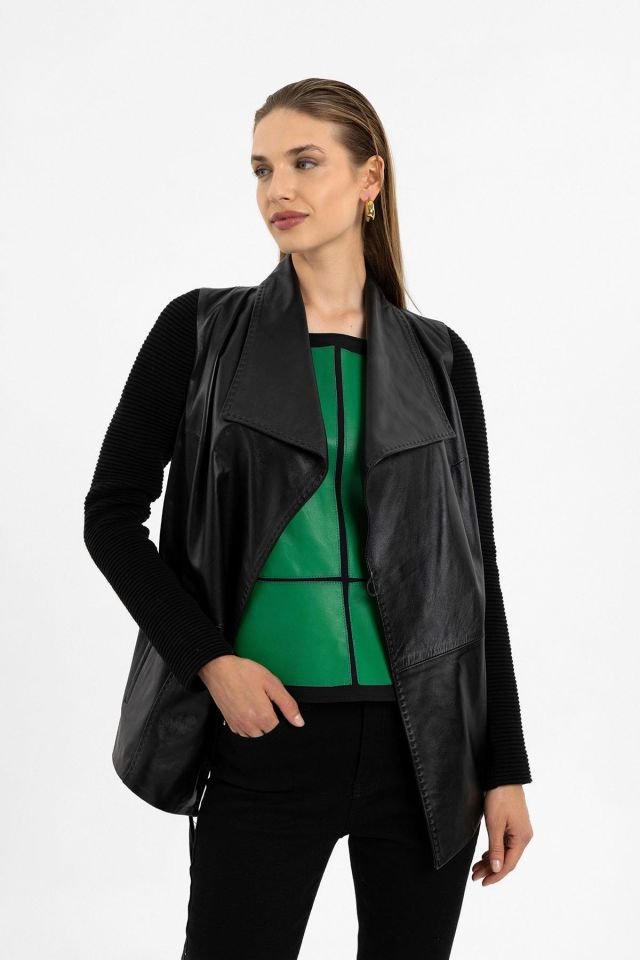 Black Zoe Woman Genuine Leather Jacket