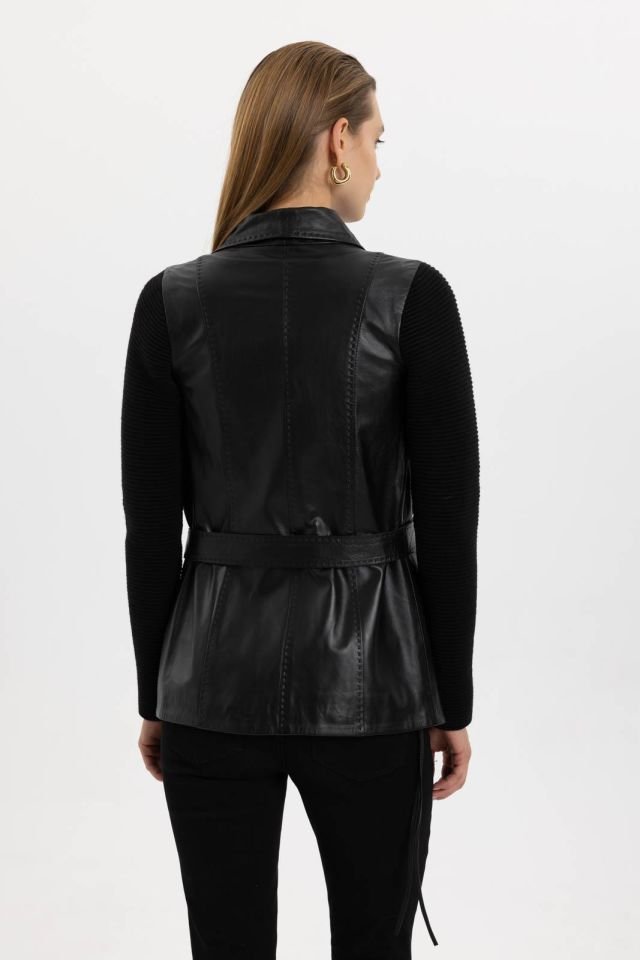 Black Zoe Woman Genuine Leather Jacket