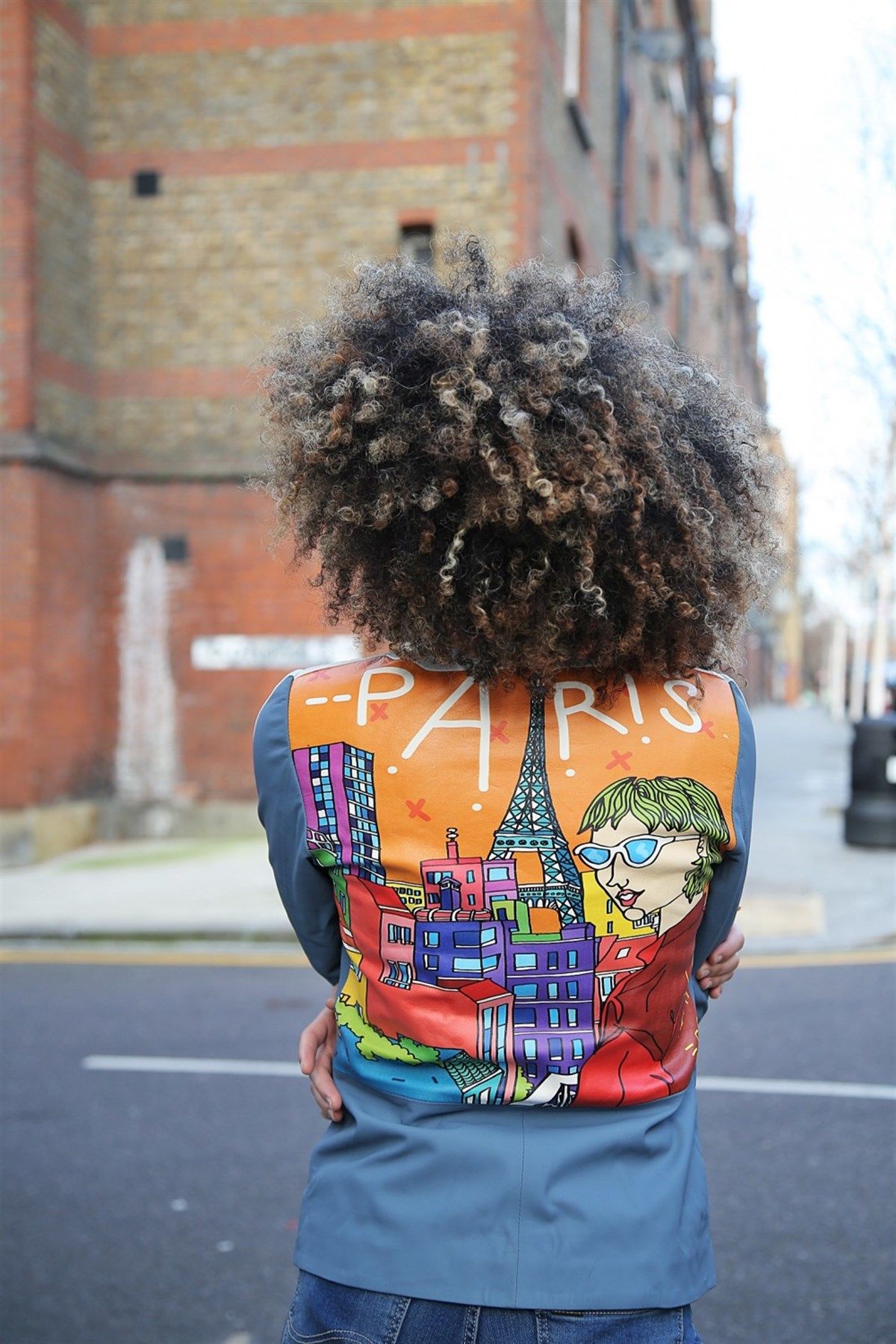 Paris Printed Woman Genuine Leather Jacket