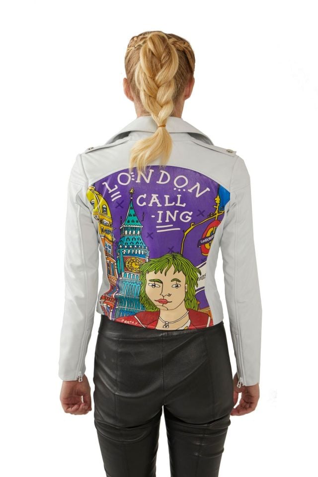 London Printed Woman Genuine Leather Jacket