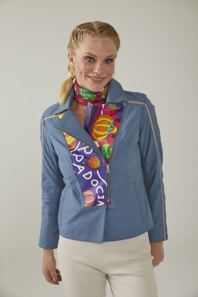 Cappadocia Printed Woman Genuine Leather Jacket