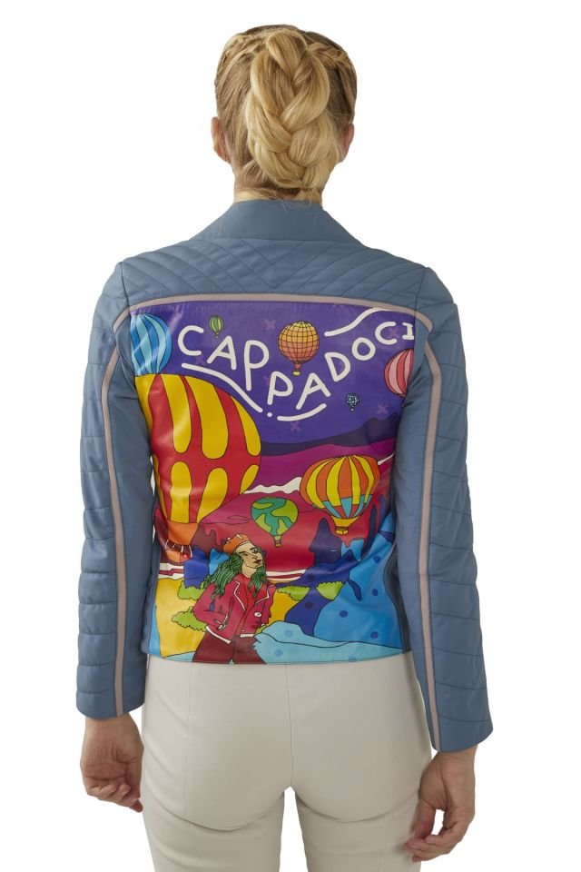 Cappadocia Printed Woman Genuine Leather Jacket