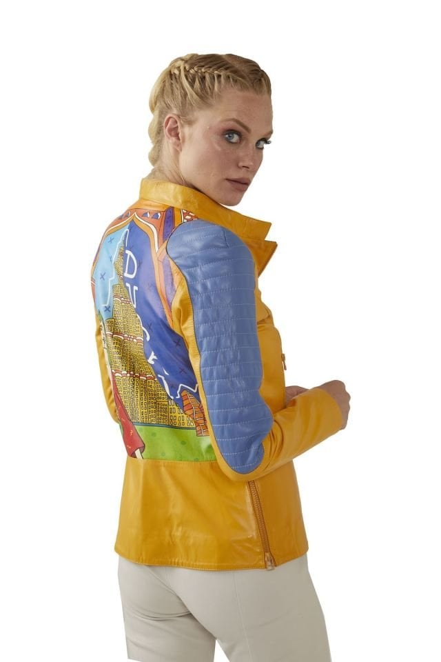 Dubai Printed Woman Genuine Leather Jacket