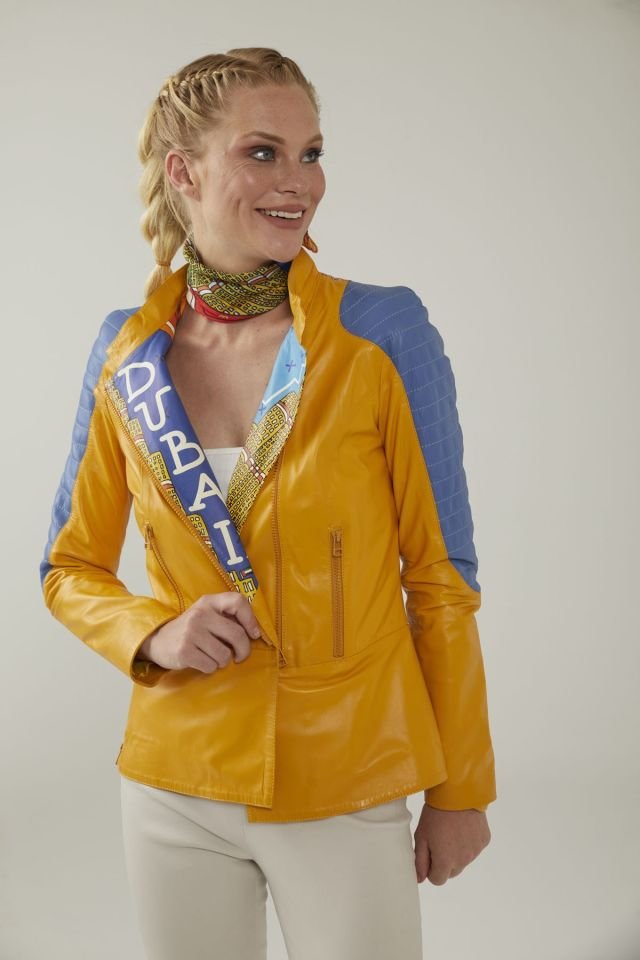 Dubai Printed Woman Genuine Leather Jacket