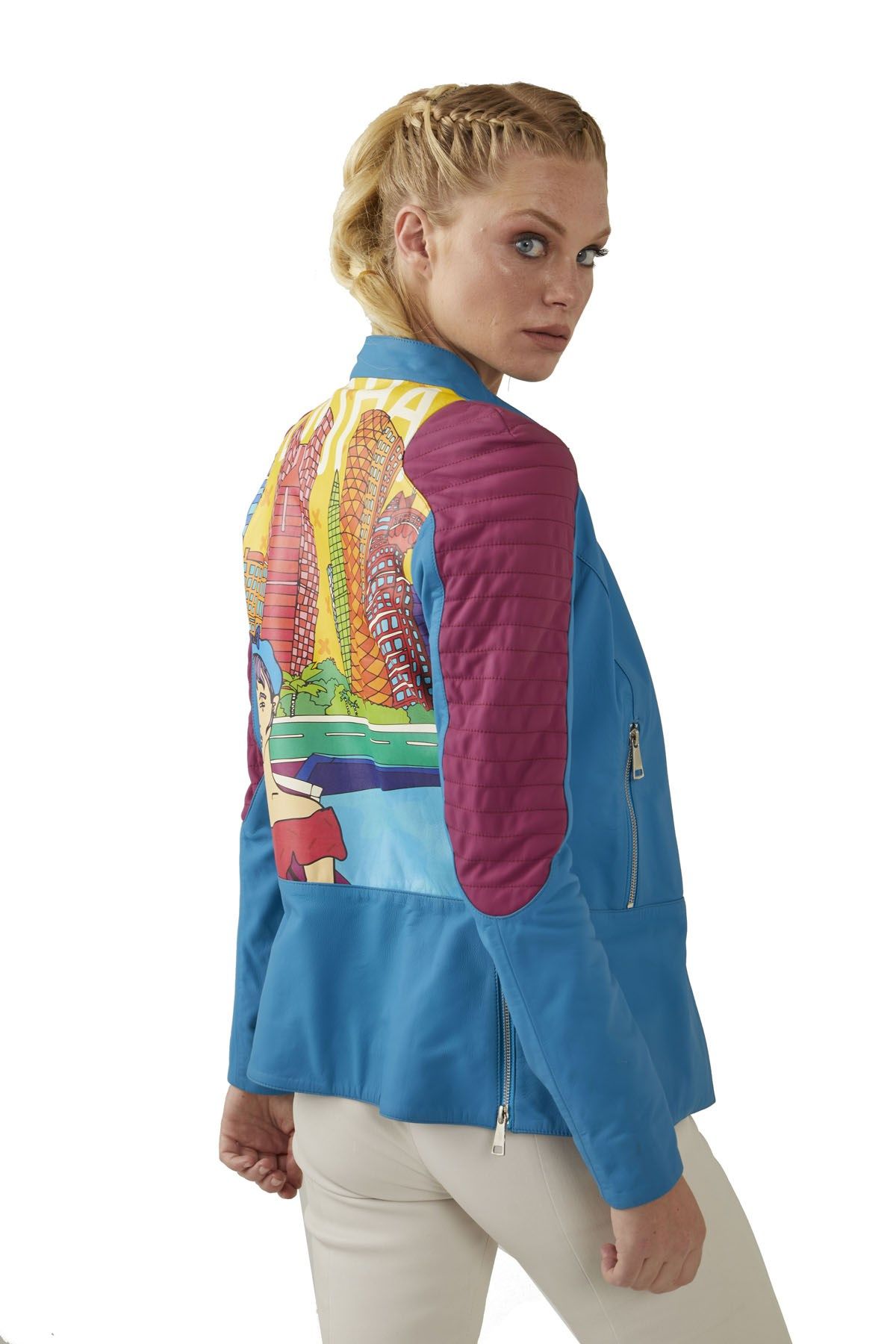 Doha Printed Woman Genuine Leather Jacket