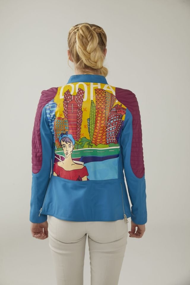 Doha Printed Woman Genuine Leather Jacket