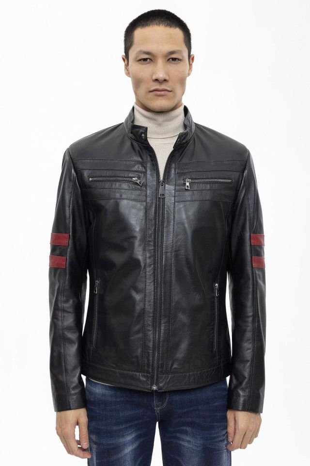 Black Elvis Man Genuine Leather Jacket