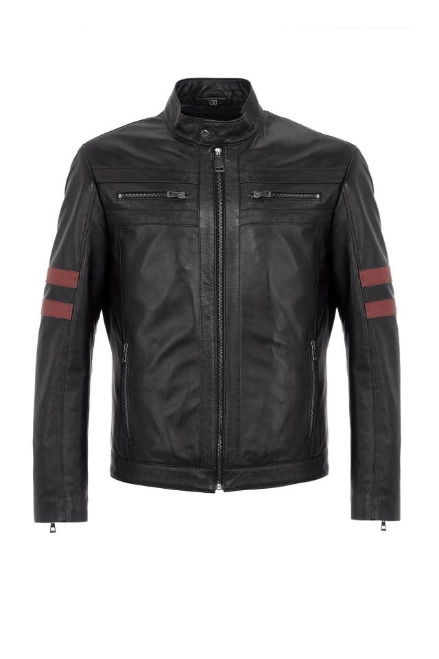 Black Elvis Man Genuine Leather Jacket