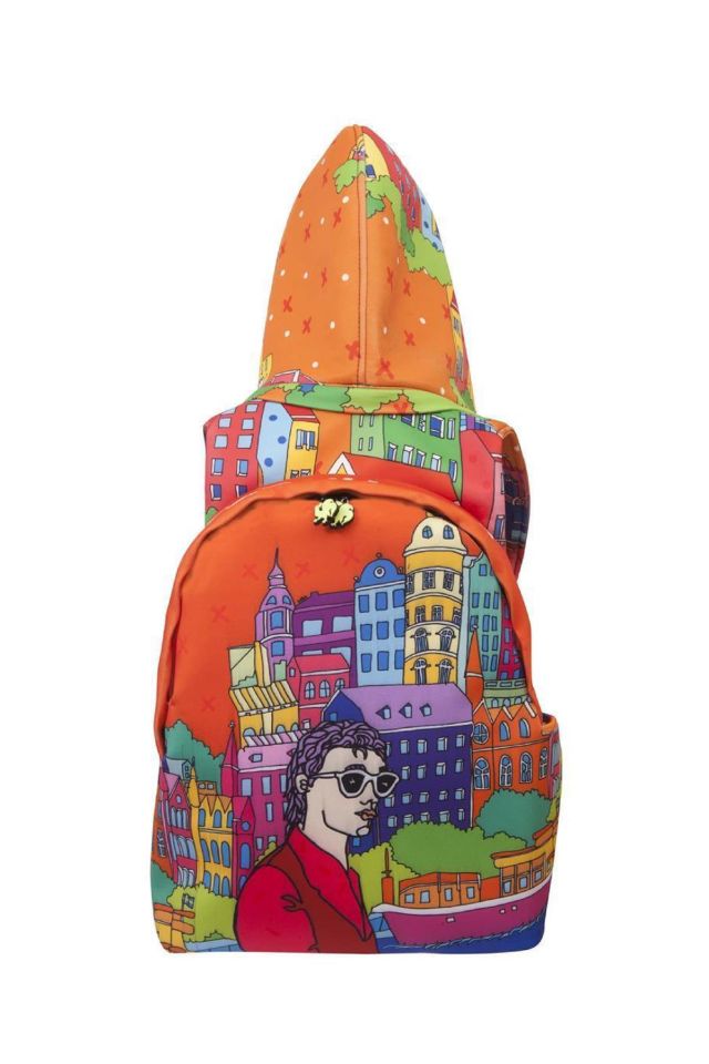 Stockholm Patterned Ikigai City Series With Detachable Hood Backpack