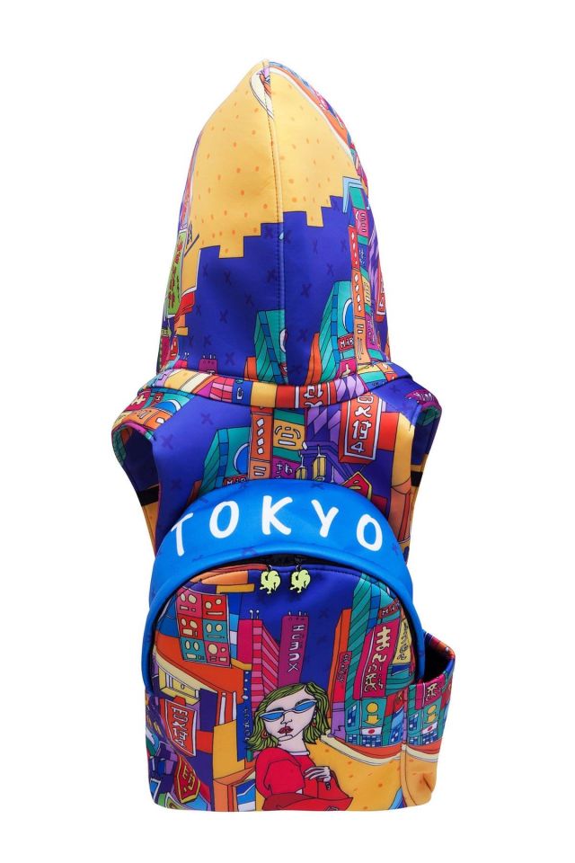 Tokyo Patterned Ikigai City Series With Detachable Hood Backpack