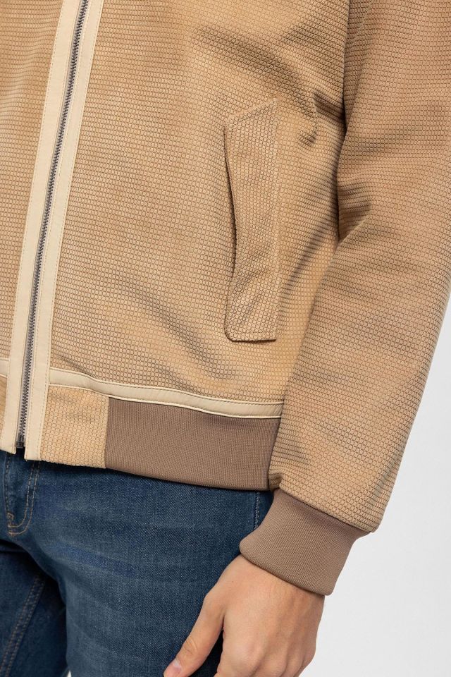 Beige Daniel Man Detachable Fur Collar Genuine Suede Jacket