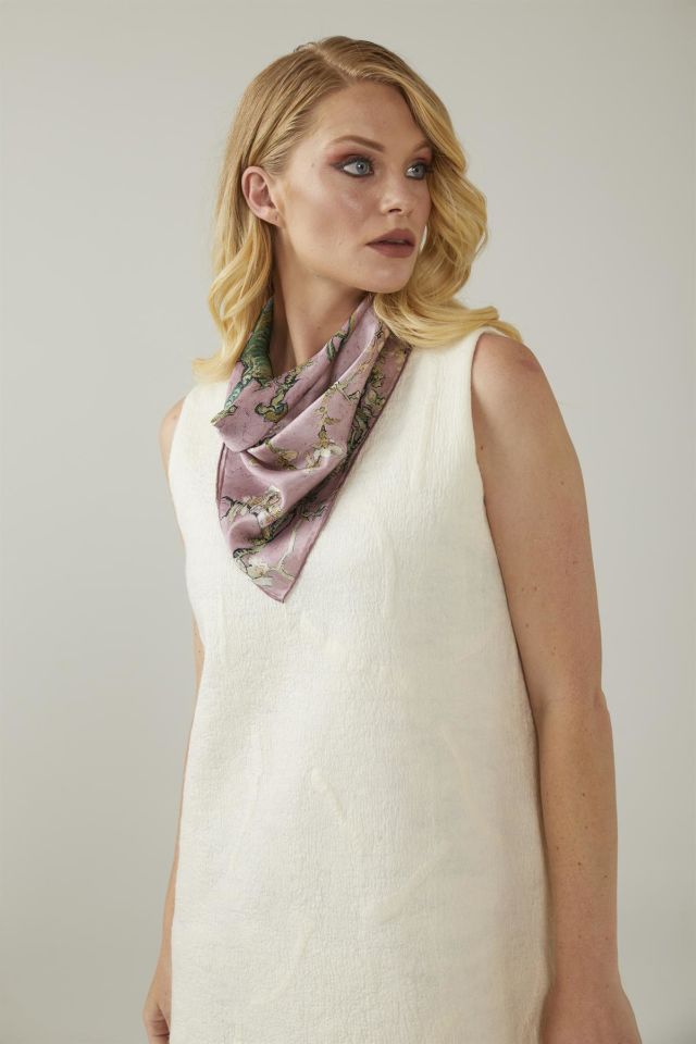 Pink Van Gogh Almond Blossoms Silk Bandana