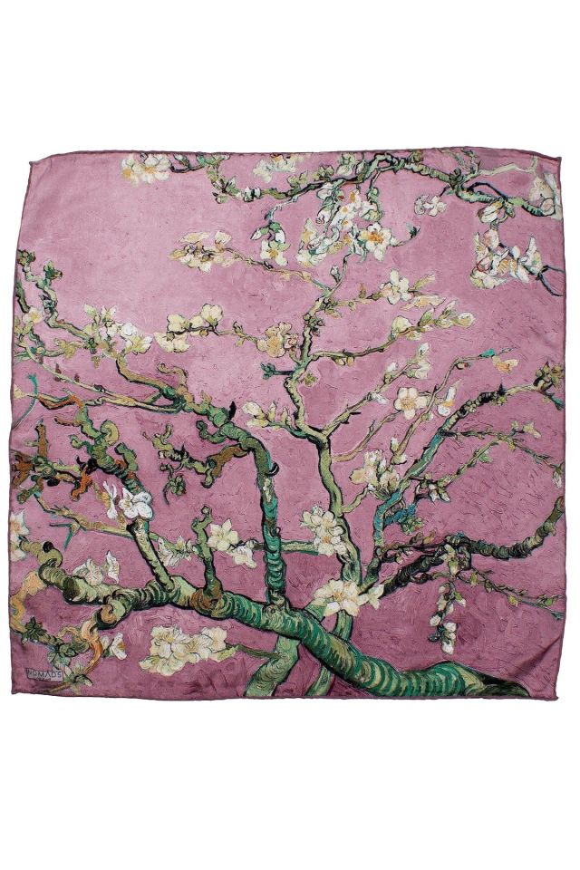 Pink Van Gogh Almond Blossoms Silk Bandana