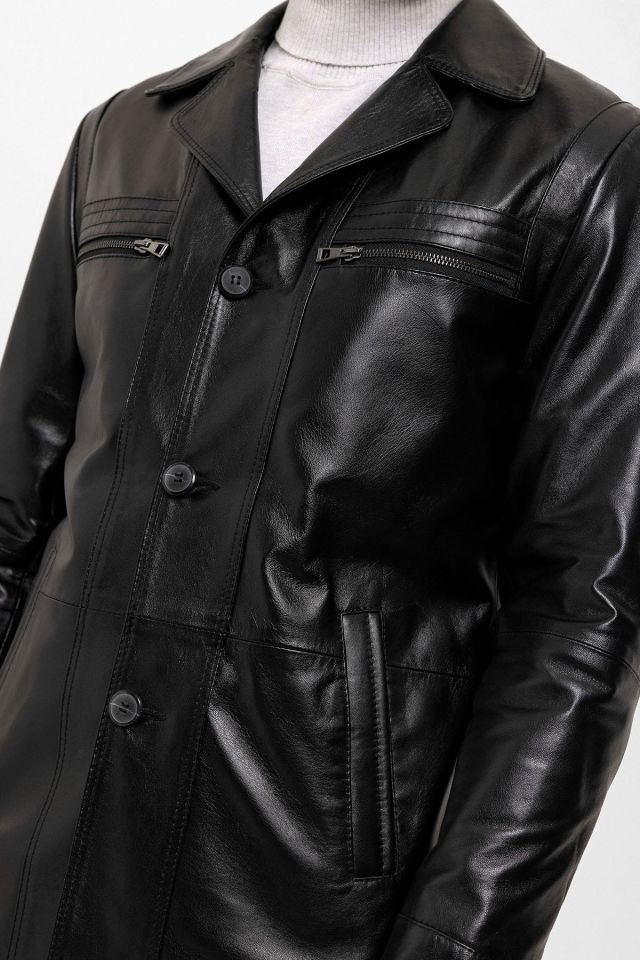 Black Douglas Men Leather Coat