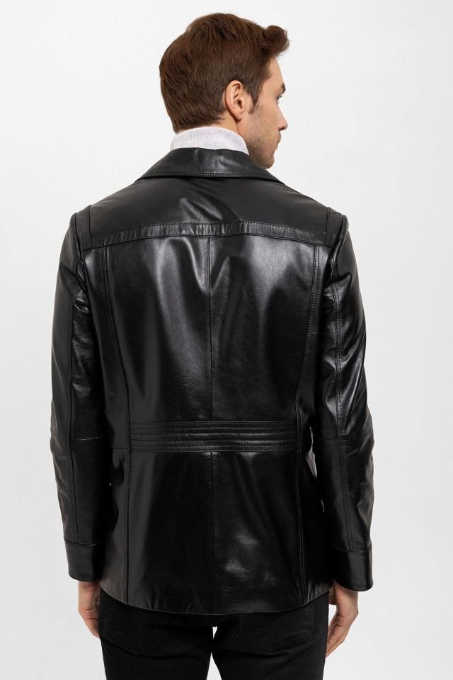 Black Douglas Men Leather Coat