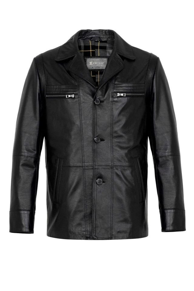 Black Douglas Man Genuine Leather Jacket