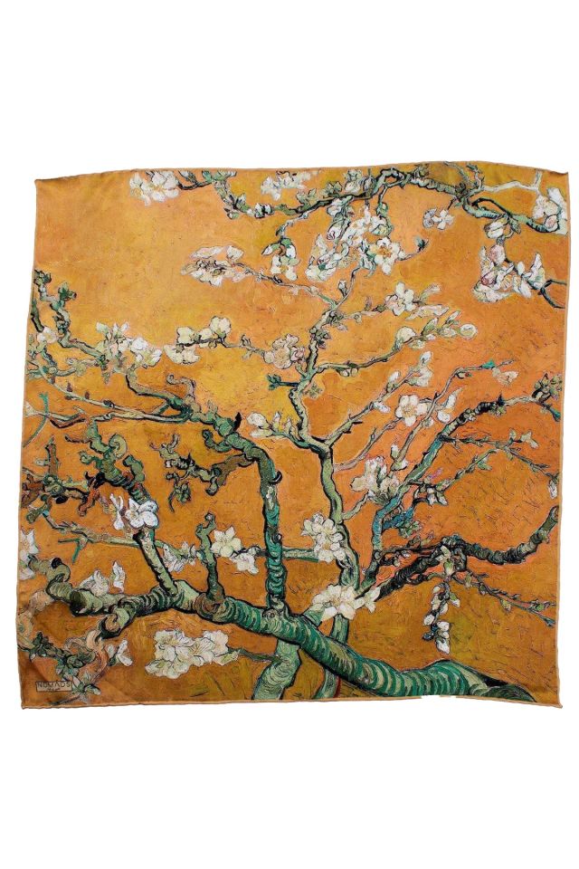 Yellow Van Gogh Almond Blossoms Silk Bandana