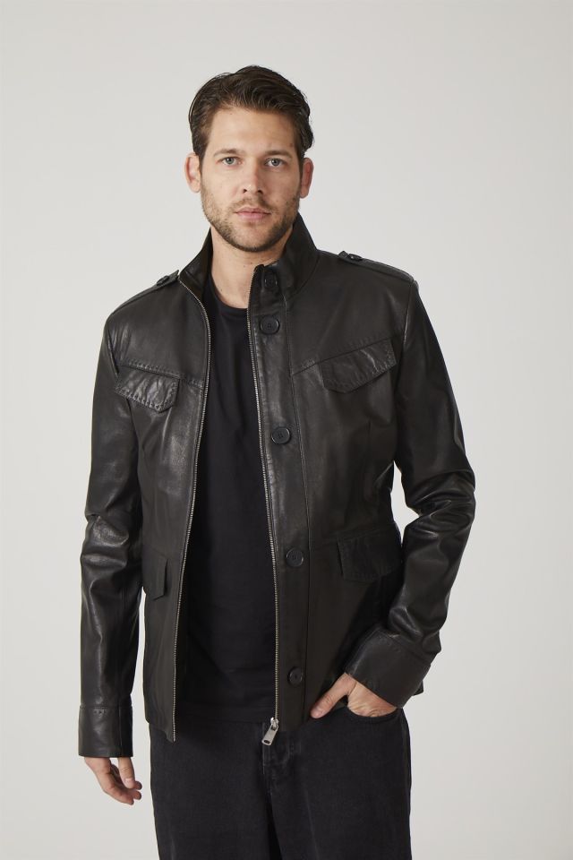 Black Felix Man Genuine Leather Coat