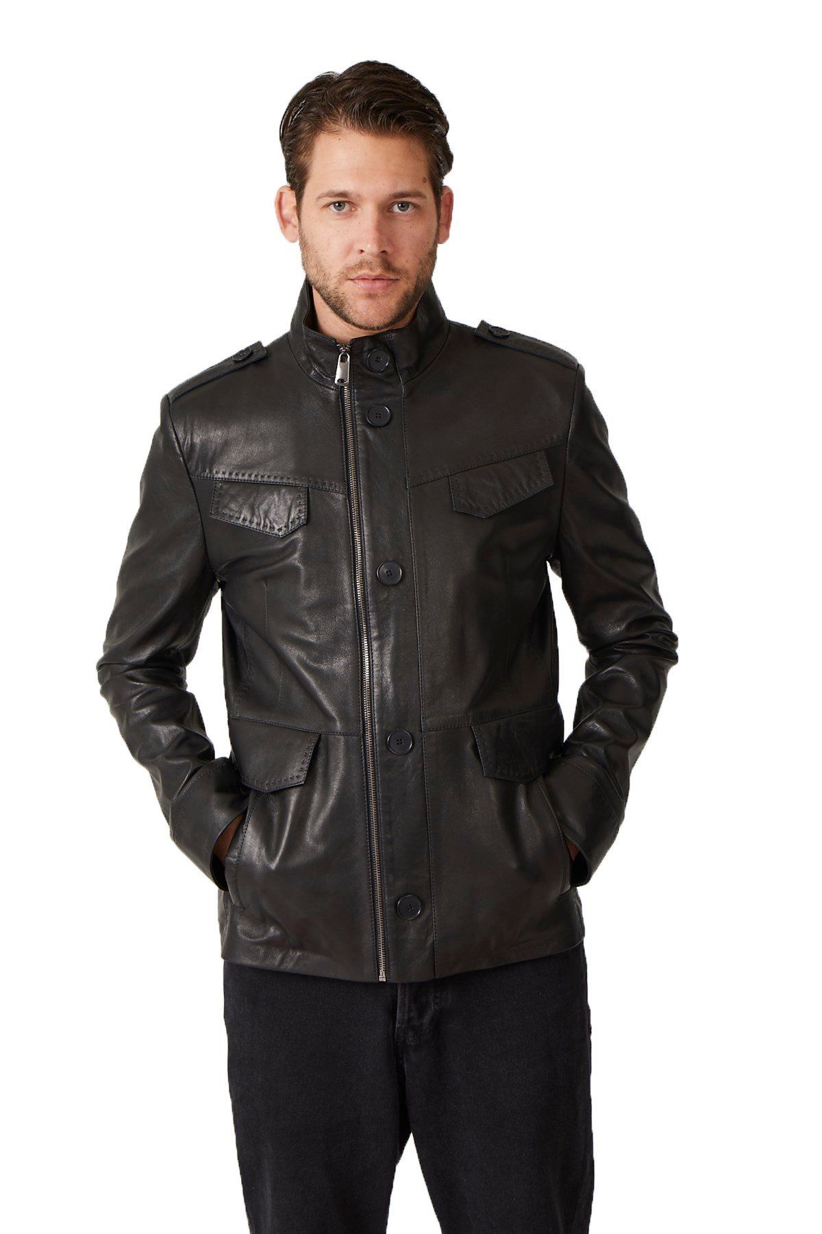 Black Felix Man Genuine Leather Coat