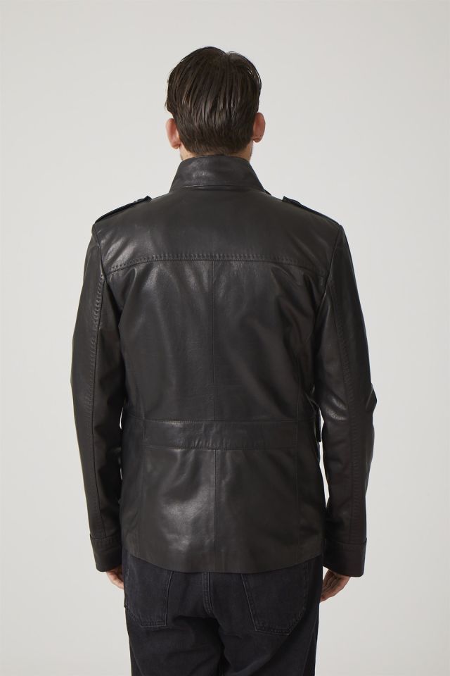 Black Felix Man Genuine Leather Coat