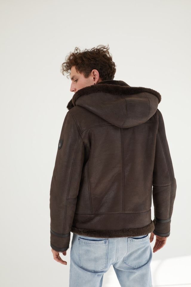 Brown Benedict Man Genuine Shearling Coat