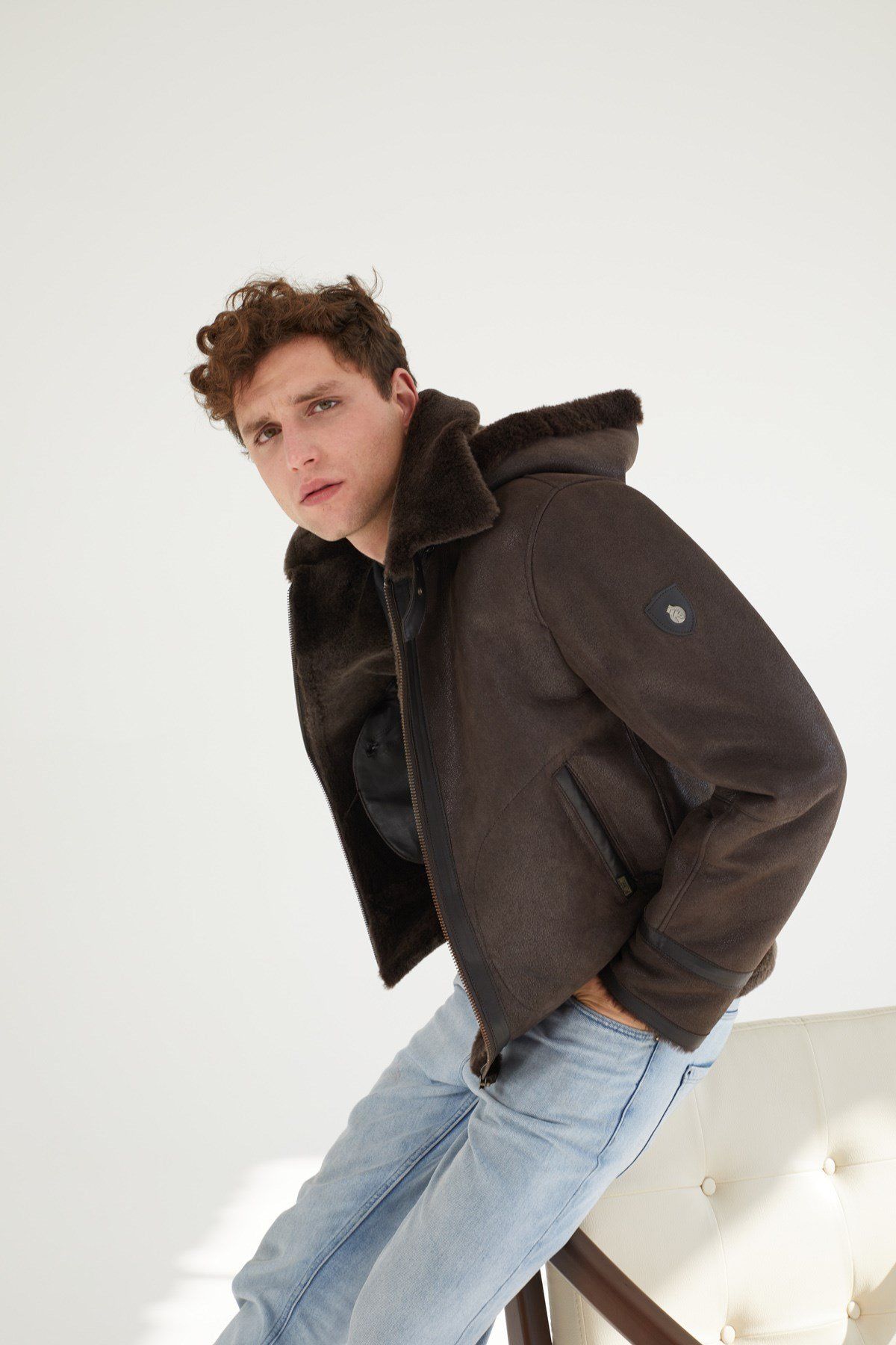 Brown Benedict Man Genuine Shearling Coat