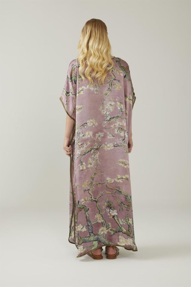 Pink Van Gogh Almond Blossoms Silk Dress