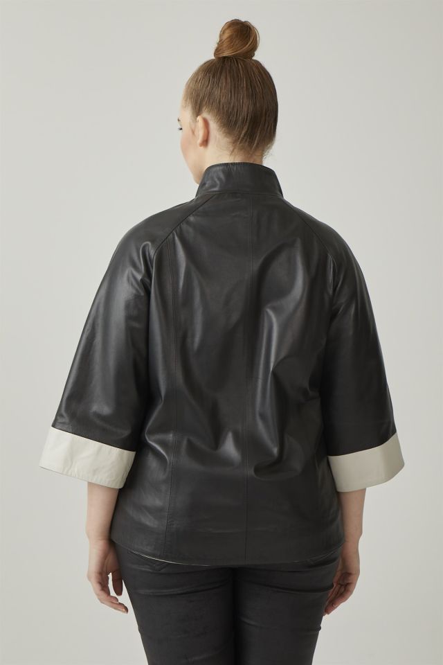 Black Cherish Loose Cut Woman Genuine Leather Jacket