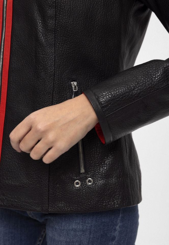 Black Marc Hooded Woman Genuine Leather Jacket