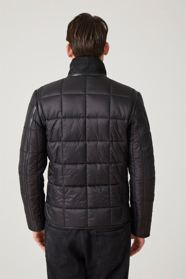 Pierce Black Man Genuine Shearling Jacket