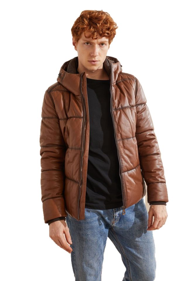 Bert Cognac Man Genuine Leather Coat