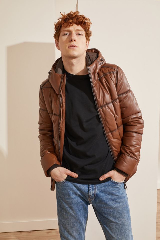 Bert Cognac Man Genuine Leather Coat