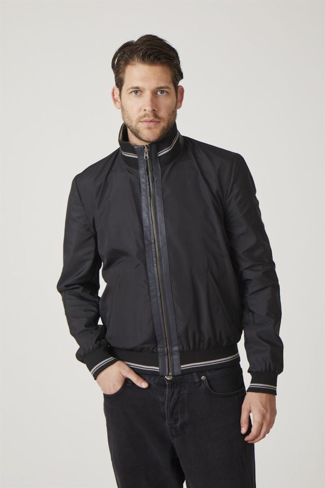 Carmelo Navy Blue Man Reversible Genuine Leather Jacket