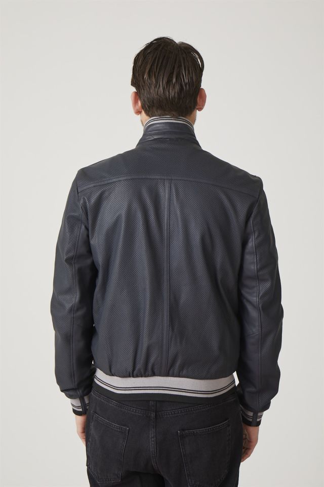 Carmelo Navy Blue Man Reversible Genuine Leather Jacket