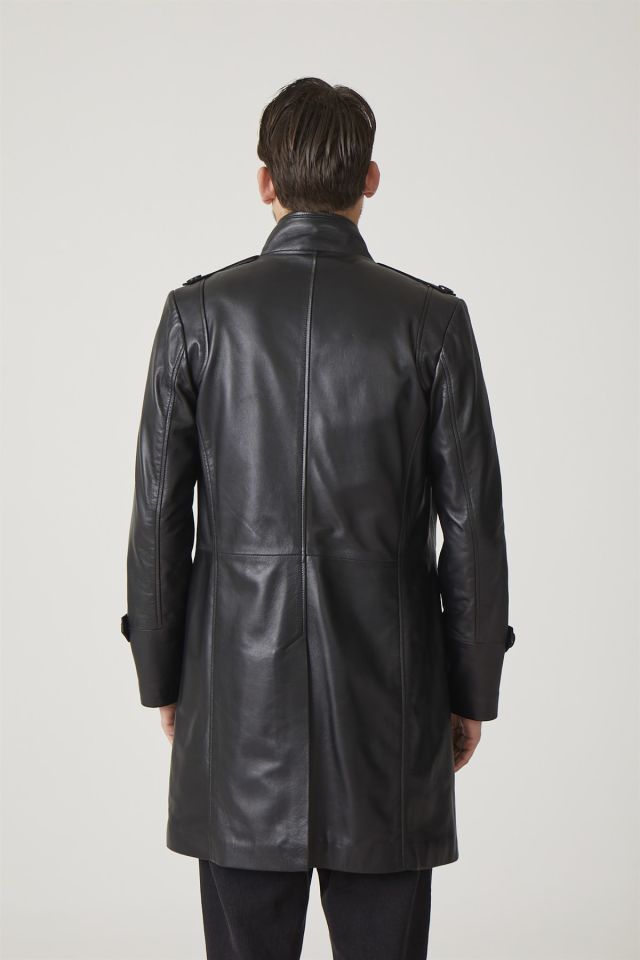 Darryl Black Man Genuine Leather Coat