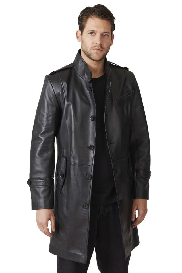 Darryl Black Man Genuine Leather Coat